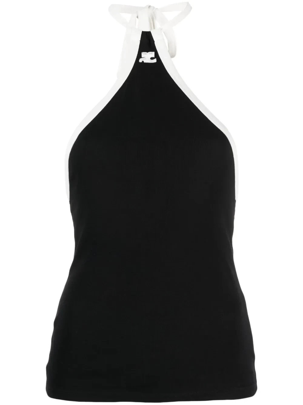 embroidered-logo halterneck top