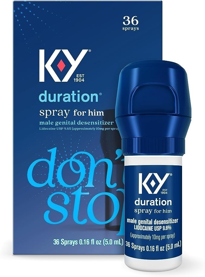 K-Y Duration Spray 0.16 fl oz, for Men, Adult Couples, Lidocaine Numbing Male Genital Desensitizer to Last Longer, Pleasure Enhancer, 36 Sprays, No Mess Easy Application