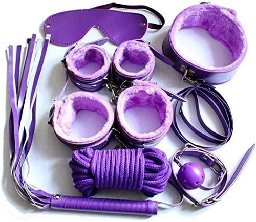 SM Plush Leather Multi-Piece Combination Set, Binding and Binding Props, Alternative Sex Toys, Adult Fun Products (13pcs Purple)